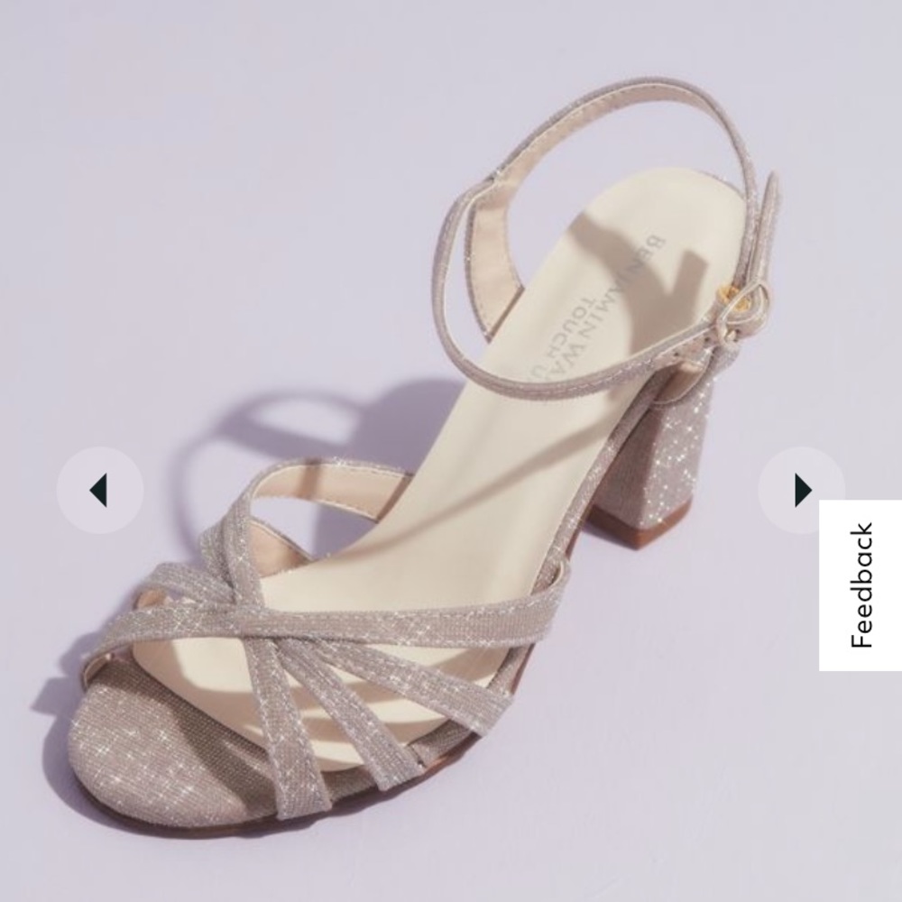 Benjamin Walk David’s Bridal block heels. 9W